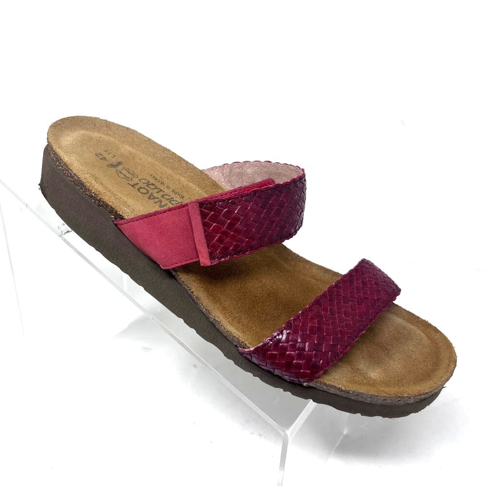 Naot Sandals 42 Women's 11 Blake Red Braided‎ Leather Slide Footbed Comfort Flat